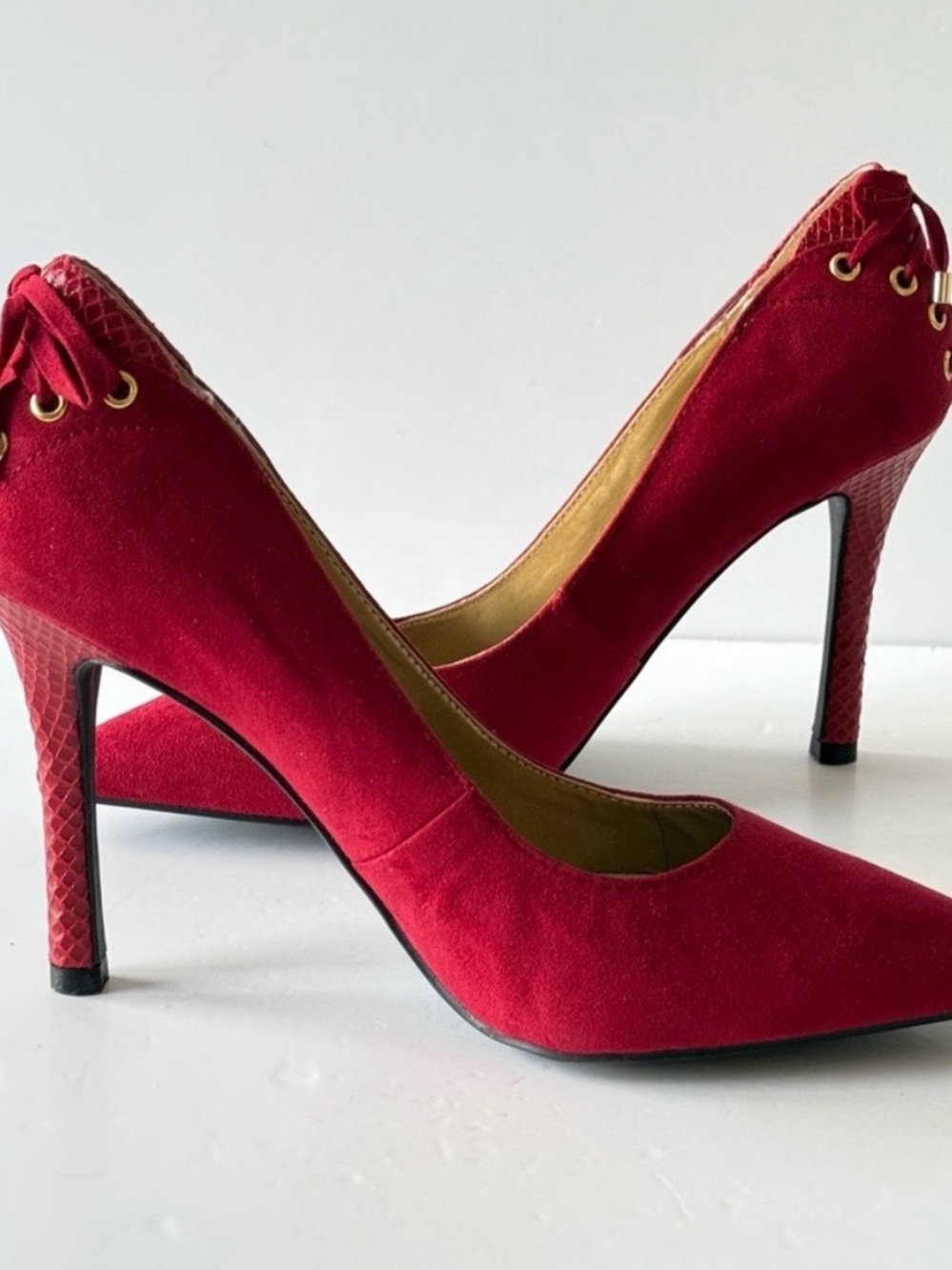 Guess Red Suede Pointed Toe High Heels